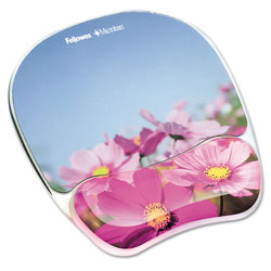 Fellowes Gel Mouse Pad w/Wrist Rest, Photo, 9 1/4 x 7 1/3, Pink Flowers