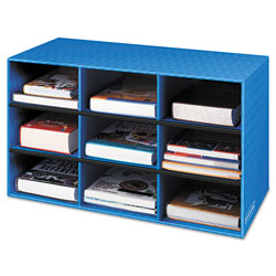 Fellowes Classroom Literature Sorter, 9 Compartments, 28 1/4 x 13 x 16, Blue