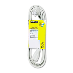 Fellowes Indoor Heavy-Duty Extension Cord, 3-Prong Plug, 1-Outlet, 9ft Length, Gray (FEL99595)