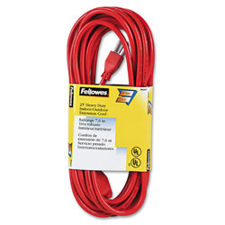Fellowes Indoor/Outdoor Heavy-Duty 3-Prong Plug Extension Cord, 25 ft, 13 A, Orange