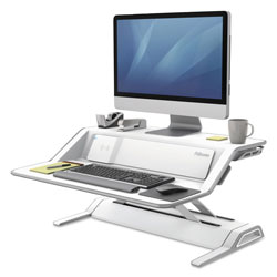Fellowes Lotus DX Sit-Stand Workstation, 32.75w x 24.25d x 22.5h, White