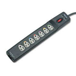 Fellowes Power Guard Surge Protector, 7 Outlets, 12 ft Cord, 1600 Joules, Gray