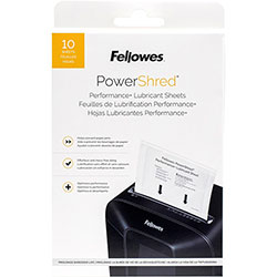 Fellowes Powershred Performance+ Lubricant Sheets, 8.5 x 6, 10/Pack