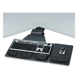 Fellowes Professional Corner Executive Keyboard Tray, 19w x 14.75d, Black