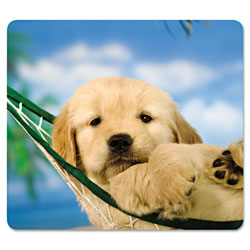 Fellowes Recycled Mouse Pad, Nonskid Base, 9 x 8 x 1/16, Puppy in Hammock