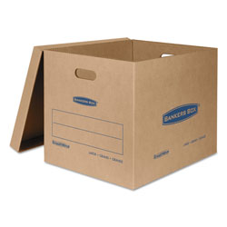 Fellowes SmoothMove Classic Moving & Storage Boxes, Large, Half Slotted Container (HSC), 21 in x 17 in x 17 in, Brown Kraft/Blue, 5/Carton
