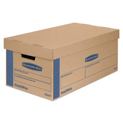 Fellowes SmoothMove Prime Moving & Storage Boxes, Small, Half Slotted Container (HSC), 24 in x 12 in x 10 in, Brown Kraft/Blue, 8/Carton