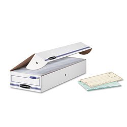 Fellowes STOR/FILE Check Boxes, 9.25 in x 25 in x 4.13 in, White/Blue, 12/Carton