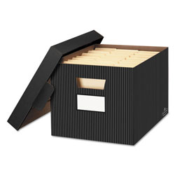 Fellowes STOR/FILE Decorative Storage Box, Letter/Legal, Black/Gray, 4/Carton