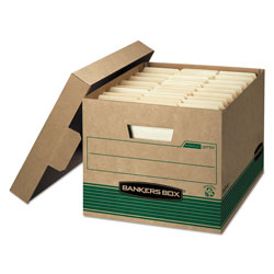 Fellowes STOR/FILE Medium-Duty 100% Recycled Storage Boxes, Letter/Legal Files, 12 in x 16.25 in x 10.5 in, Kraft, 20/Carton