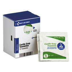 First Aid Only Refill f/SmartCompliance General Business Cabinet, Castile Soap Wipes,5x7,10/Bx