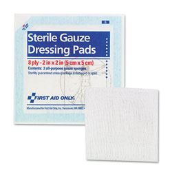 First Aid Only SmartCompliance Gauze Pads, 2 in x 2 in, 5/Pack