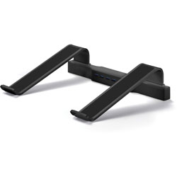 First-Base Laptop Stand, USB 3.0 Ports, 9-3/4 inWx12-1/10 inLx3 inH, Black