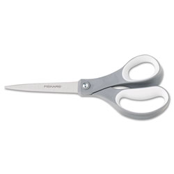 Fiskars Contoured Performance Scissors, 8 in Long, 3.13 in Cut Length, Gray Straight Handle