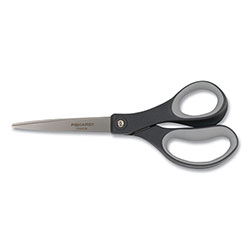 Fiskars Everyday Titanium Softgrip Scissors, 8 in Long, 3.1 in Cut Length, Dark Gray Straight Handle