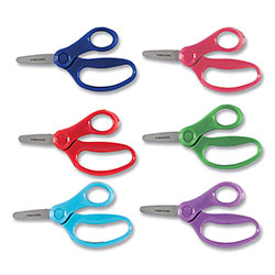 Fiskars Kids Scissors, Rounded Tip, 5 in Long, 1.75 in Cut Length, Straight Handles, Randomly Assorted Colors