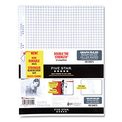 Five Star® Reinforced Filler Paper, 3-Hole, 8.5 x 11, Graph Ruled, 100/Pack
