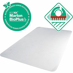 Floortex Ecotex Marlon BioPlus Rectangular Polycarbonate Chair Mat for Low/Medium Pile Carpets, Rectangular, 35 x 47, Clear