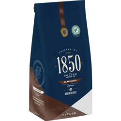 Folgers 1850 Black Gold Dark Roast Ground Coffee Whole Bean, Arabica, Black Gold, Dark Cocoa, Dark, 12 oz, 1