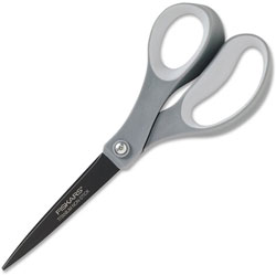 Fiskars Scissors, Softgrip, Straight Handle, Non-Stick, TIN, 8 inL, GY