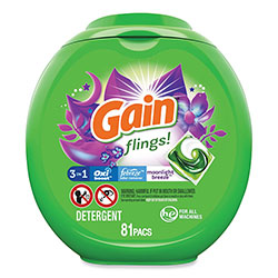 Gain Flings Detergent Pods, Moonlight Breeze, 81 Pods/Pack