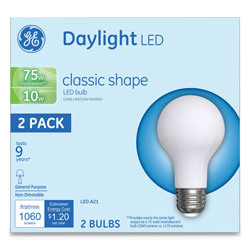 GE LED Classic Daylight A21 Light Bulb, 10 W, 2/Pack