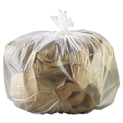 GEN High Density Can Liners, 33 gal, 13 microns, 33 in x 39 in, Natural, 25 Bags/Roll, 10 Rolls/Carton