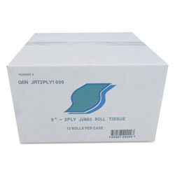 GEN Jumbo Bath Tissue, Septic Safe, 2-Ply, White, 3.5" x 800 ft, 12/Carton (GENJRT2PLY1000)