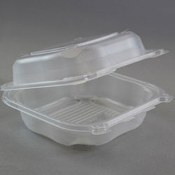 Genpak Clover Clear Large Hinged Container, 8.35 in x 8.32 in x 2.88 in