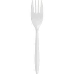 Genuine Joe 20000 White Plastic Forks, Medium Weight