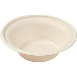 Genuine Joe Disposable Bowls - Breakroom, Office - Disposable - White, Natural - Sugarcane Body - 50 / Pack