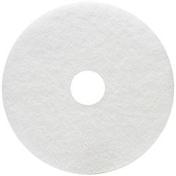 Genuine Joe Floor Cleaner Pad - 5/Carton - Round x 17 in Diameter - Cleaning, Scrubbing - 350 rpm to 800 rpm Speed Supported - Resilient, Flexible - White
