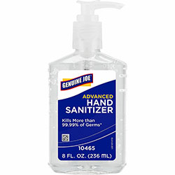 Genuine Joe Hand Sanitizer Gel, Neutral Scent, 8 fl oz (236.6 mL), 12/Carton