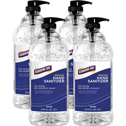 Genuine Joe Hand Sanitizer, Gel, Antibacterial, 67.6oz, 4/CT, Fresh Citrus