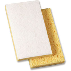 Genuine Joe Light-Duty Sponge Scrubber - 3.5 in x 3.5 in Depth - 20/Carton - Cellulose - White, Yellow