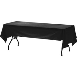 Genuine Joe Plastic Table Covers, 108 in Length x 54 in Width, Plastic, Black, 6/Pack