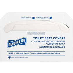 Genuine Joe White Toilet Seat Covers, Biodegradable/Flushable