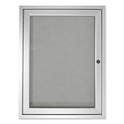 Ghent MFG 1 Door Enclosed Vinyl Bulletin Board with Satin Aluminum Frame, 24 x 36, Silver Surface