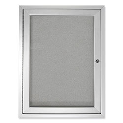 Ghent MFG 1 Door Enclosed Vinyl Bulletin Board with Satin Aluminum Frame, 30 x 36, Silver Surface