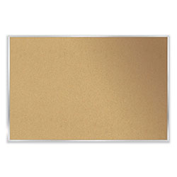 Ghent MFG Aluminum-Frame Natural Corkboard, 96.5 x 48.5, Tan Surface, Satin Aluminum Frame
