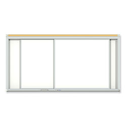 Ghent MFG Horizontal Sliding Porcelain Magnetic Whiteboard, 72 x 48, White Surface, Satin Aluminum Frame