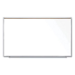 Ghent MFG Magnetic Porcelain Whiteboard with Satin Aluminum Frame and Map Rail, 96.53 x 60.47, White Surface
