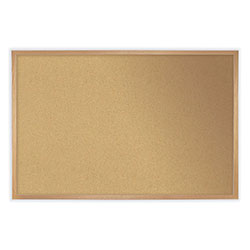 Ghent MFG Natural Cork Bulletin Board with Frame, 48.5 x 48.5, Tan Surface, Oak Frame
