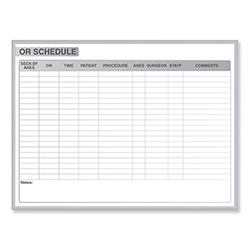 Ghent MFG OR Schedule Magnetic Whiteboard, 96.5 x 48.5, White/Gray Surface, Satin Aluminum Frame