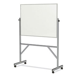 Ghent MFG Reversible Magnetic Porcelain Whiteboard, Satin Aluminum Frame, 53.25 x 72.25, White Surface