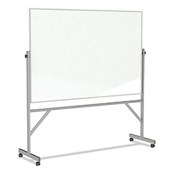 Ghent MFG Reversible Magnetic Porcelain Whiteboard w/Satin Aluminum Frame, 101.25 x 78.25, White Surface