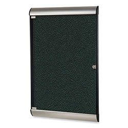 Ghent MFG Silhouette 1 Door Enclosed Ebony Vinyl Bulletin Board w/Satin/Black Aluminum Frame, 27.75x42.13