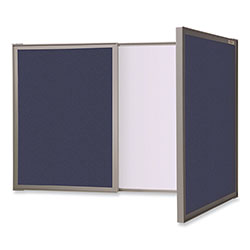 Ghent MFG VisuALL PC Whiteboard Cabinet, Blue Fabric Bulletin Board Exterior Doors, 36x24, Aluminum Frame