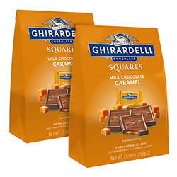 Ghirardelli® Milk Chocolate and Caramel Chocolate Squares, 15.96 oz Bag, 2/Carton