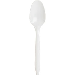 Genuine Joe Medium-Weight White Plastic Spoon, Pack of 1,000